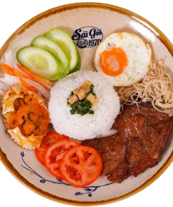 Cơm tấm sườn cốt lết bì trả trứng