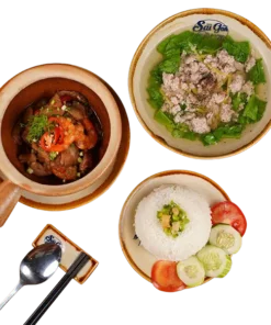 Cơm Tôm Rim Thịt & Canh cải bẹ xanh
