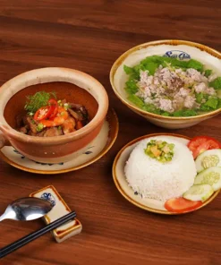 Cơm Tôm Rim Thịt & Canh cải bẹ xanh